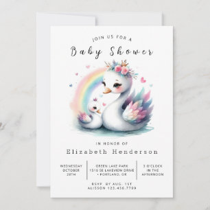 Boho Printable Swan Baby Shower Invitation