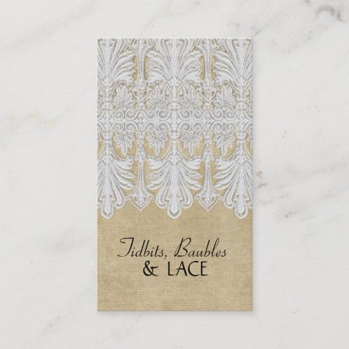 BOHO Printed Burlap n Lace gypsy Modern Mod Style Business Card