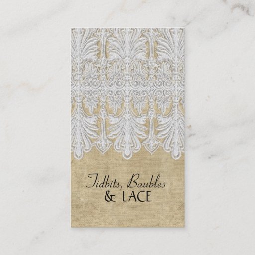 Customizable BOHO Printed Burlap n Lace gypsy Modern Mod Style Business Card
