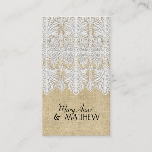 BOHO Printed Burlap n Lace gypsy Modern Mod Style Place Card