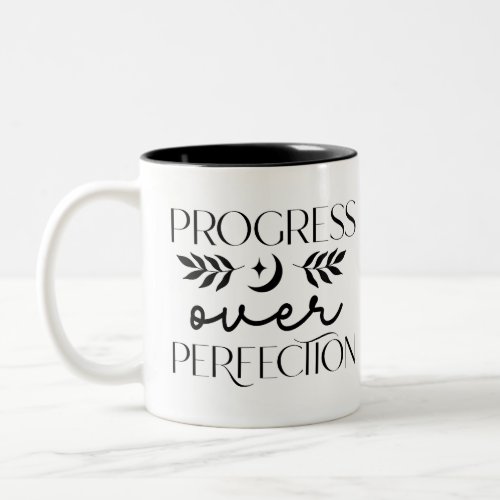 Boho Progress Over Perfection Yoga Two_Tone Coffee Mug