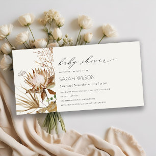 Boho Protea Dried Palm Floral Baby Shower Invite