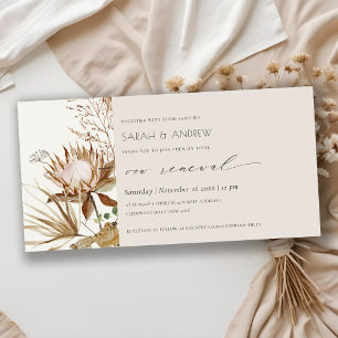 Boho Protea Dry Palm Floral Vow Renewal Invite