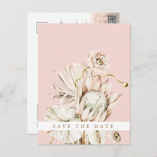 Boho Protea Pampas Grass Blush Save the Date Photo Postcard