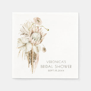 Boho Protea Pampas Grass Bridal Shower Napkins