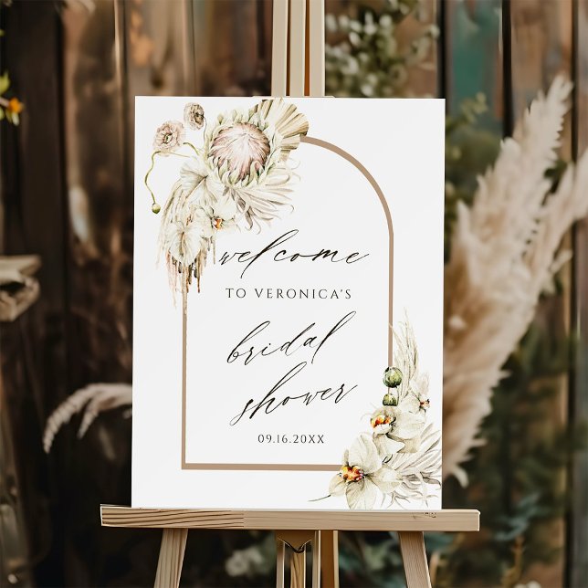 Boho Protea Pampas Grass Bridal Shower Welcome Foam Board (Creator Uploaded)
