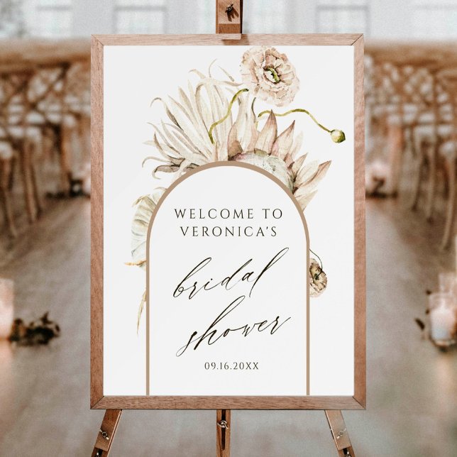Boho Protea Pampas Grass Bridal Shower Welcome  Poster (Creator Uploaded)