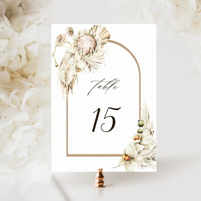 Boho Protea Pampas Grass Floral Wedding Arch Table Number (Creator Uploaded)