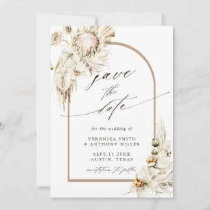 Boho Protea Pampas Grass Floral Wedding Photo Save The Date