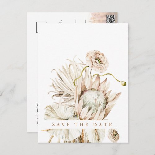 Boho Protea Pampas Grass Save the Date Photo Postc Postcard