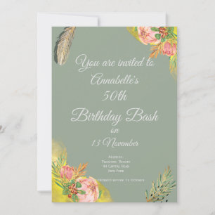 Boho Proteas Elegant 50th Invitation