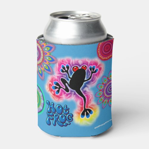 Boho psychedelic hot frog can cooler