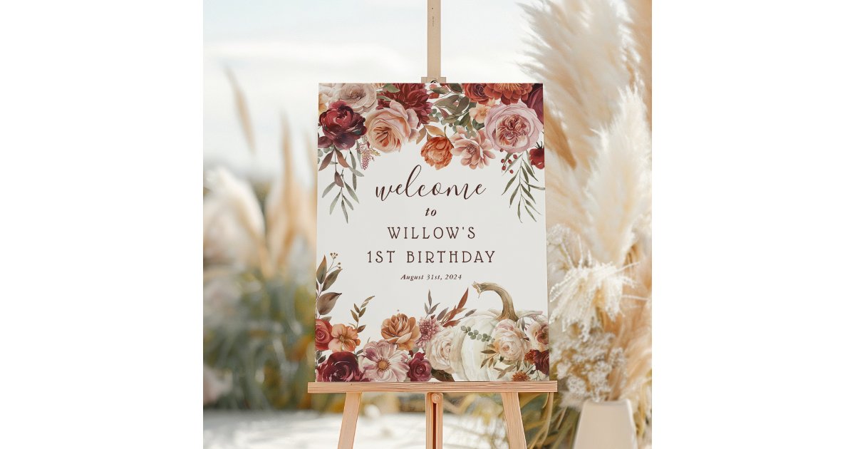 Boho Pumpkin Autumn Bloom 1st Birthday Foam Board