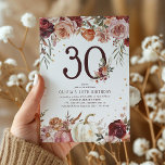 Boho Pumpkin Autumn Bloom 30th Birthday Invitation<br><div class="desc">Celebrate your 30th birthday in style with our stunning Boho Pumpkin Autumn Bloom Invitation. Bursting with vibrant botanical florals, blush pink, burnt orange, and rich burgundy, this elegant invite will have your guests swooning in anticipation of your autumn-themed celebration. Add a touch of luxury with our faux gold glitter accents...</div>