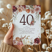 Boho Pumpkin Autumn Bloom 40th Birthday