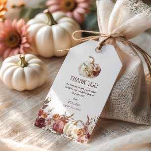 Boho Pumpkin Autumn Bloom Birthday Favor Gift Tags