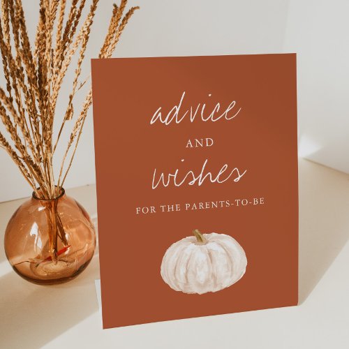 Boho Pumpkin Baby Shower Advice and Wishes Pedestal Sign