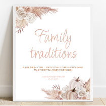 Boho Pumpkin Baby Shower Family Traditions Sign