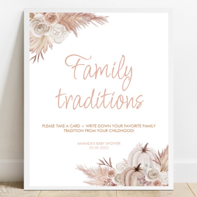 Boho Pumpkin Baby Shower Family Traditions Sign (Creator Uploaded)