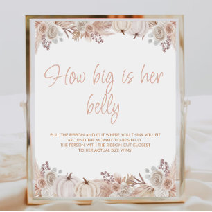Boho Pumpkin Baby Shower How Big Is Her Belly Sign