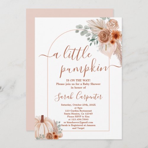 Boho Pumpkin Baby Shower Invitation