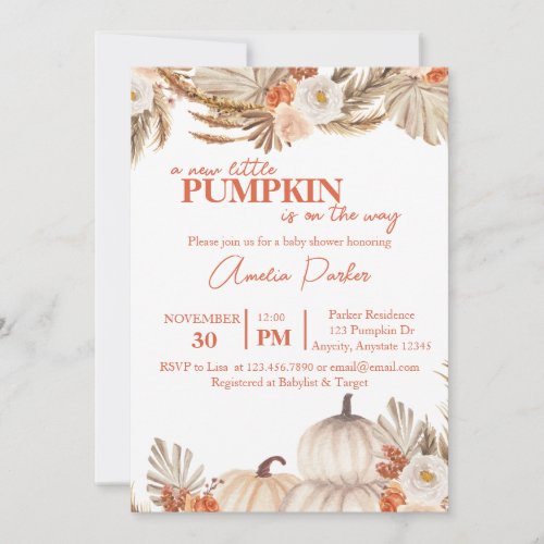 Boho Pumpkin Baby Shower invitation