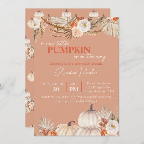 Boho Pumpkin Baby Shower invitation