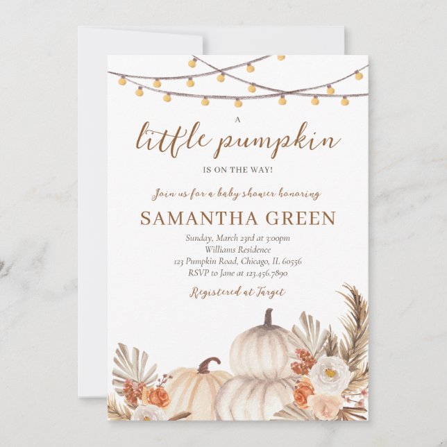 Boho Pumpkin Baby Shower Invitation (Front)