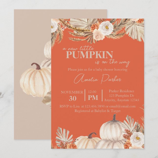 Boho Pumpkin Baby Shower invitation (Front/Back)