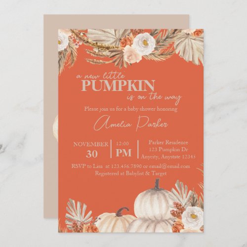 Boho Pumpkin Baby Shower invitation