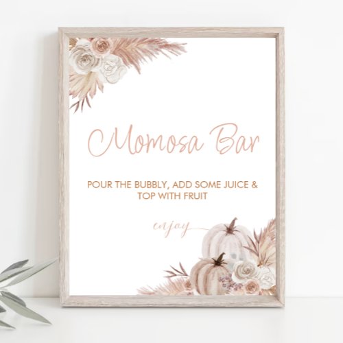 Boho Pumpkin Baby Shower Momosa Bar Sign