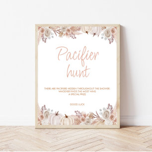 Boho Pumpkin Baby Shower Pacifier Hunt Sign