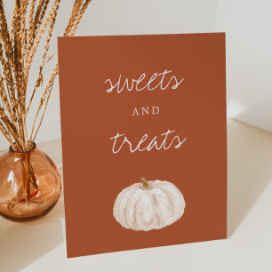 Boho Pumpkin Baby Shower Sweets and Treats Pedestal Sign