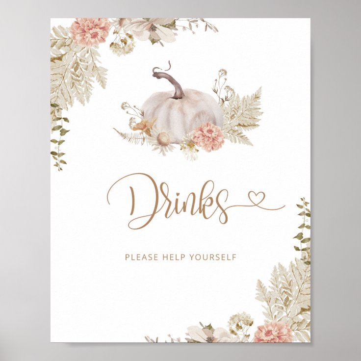 Boho pumpkin Drinks Poster | Zazzle