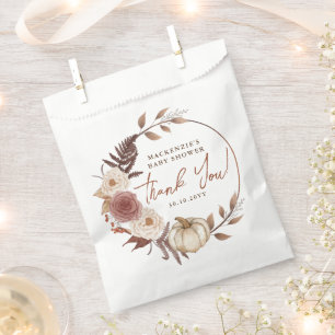 Boho Pumpkin Fall Autumn Floral Girl Baby Shower Favor Bag