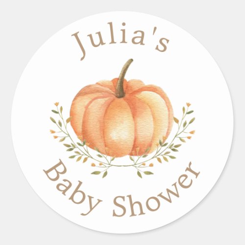 Boho Pumpkin Fall Autumn Foliage Baby Shower  Classic Round Sticker