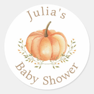 Boho Pumpkin Fall Autumn Foliage Baby Shower Classic Round Sticker