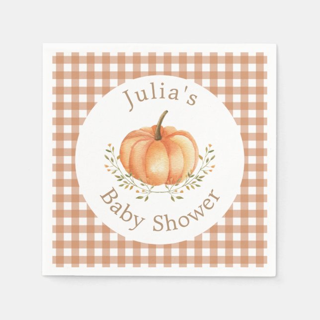 Boho Pumpkin Fall Autumn Foliage Baby Shower  Napkins (Front)
