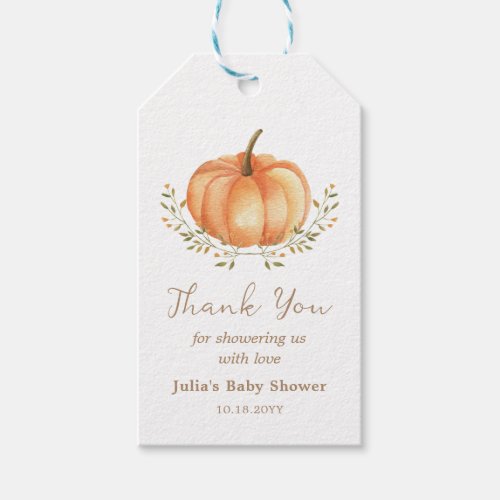 Boho Pumpkin Fall Autumn Foliage Thank You Favor Gift Tags