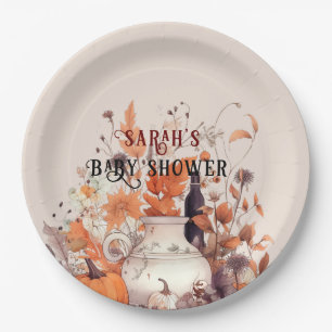 Boho pumpkin fall Baby shower Paper Plates