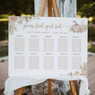Boho pumpkin fall bridal shower seating chart 
