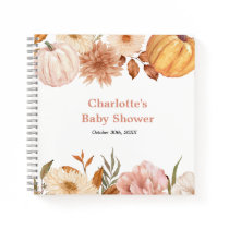 Boho Pumpkin Fall Floral Baby Shower Guestbook Notebook