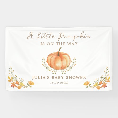 Boho Pumpkin Fall Foliage Baby Shower  Banner