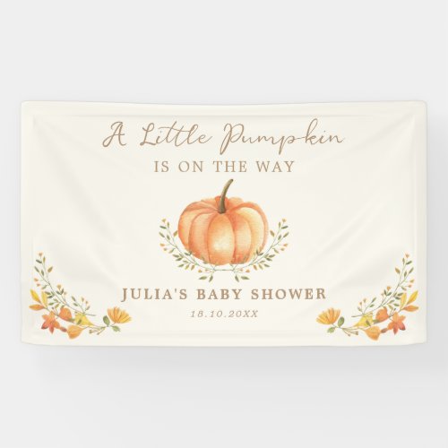 Boho Pumpkin Fall Foliage Baby Shower  Banner