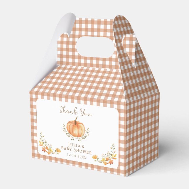 Boho Pumpkin Fall Foliage Baby Shower Favor Boxes (Front Side)