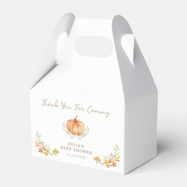Boho Pumpkin Fall Foliage Baby Shower Favor Boxes (Back Side)