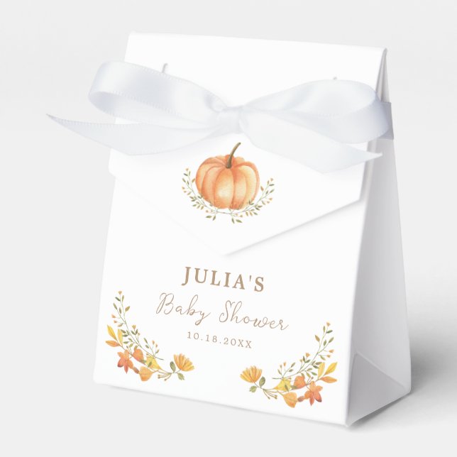 Boho Pumpkin Fall Foliage Baby Shower Favor Boxes (Front Side)