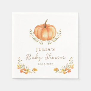 Boho Pumpkin Fall Foliage Baby Shower Napkins