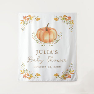 Boho Pumpkin Fall Foliage Baby Shower Party Tapestry