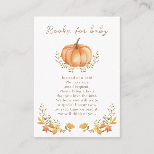 Boho Pumpkin Fall Foliage   Books For Baby Enclosure Card